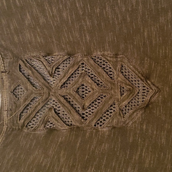 Max Jeans Cutwork over mesh Yoke on front/back tank top shirt olive green - Picture 8 of 9